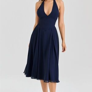 House of cb Solada Navy Blue Halter Dress, NWOT, size small